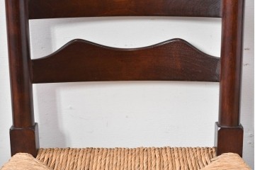 中古　松本民芸家具　ラッシ座面　波打つ背板が特徴の#22型ラダーバックチェア3脚セット　定価(3脚合計)約48万円　(R-085987)