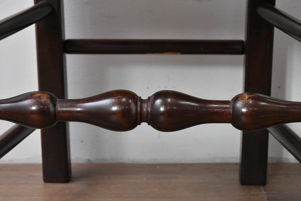 中古　松本民芸家具　ラッシ座面　波打つ背板が特徴の#22型ラダーバックチェア3脚セット　定価(3脚合計)約48万円　(R-085987)