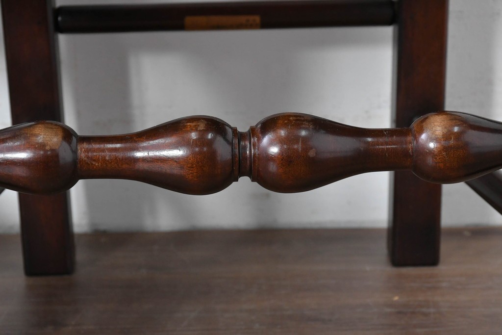 中古　松本民芸家具　ラッシ座面　波打つ背板が特徴の#22型ラダーバックチェア3脚セット　定価(3脚合計)約48万円　(R-085987)