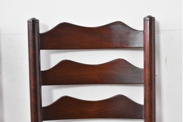 中古　松本民芸家具　ラッシ座面　波打つ背板が特徴の#22型ラダーバックチェア3脚セット　定価(3脚合計)約48万円　(R-085987)