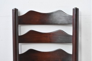 中古　松本民芸家具　ラッシ座面　波打つ背板が特徴の#22型ラダーバックチェア3脚セット　定価(3脚合計)約48万円　(R-085987)