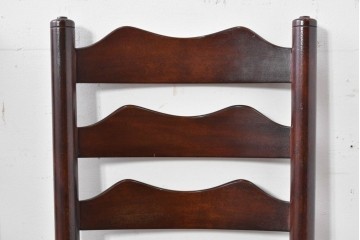 中古　松本民芸家具　ラッシ座面　波打つ背板が特徴の#22型ラダーバックチェア3脚セット　定価(3脚合計)約48万円　(R-085987)