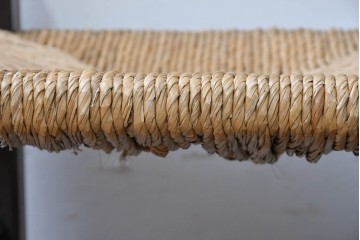 中古　松本民芸家具　ラッシ座面　波打つ背板が特徴の#22型ラダーバックチェア3脚セット　定価(3脚合計)約48万円　(R-085987)