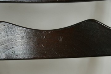 中古　松本民芸家具　ラッシ座面　波打つ背板が特徴の#22型ラダーバックチェア2脚セット　定価(2脚合計)約32万円　(R-085988)