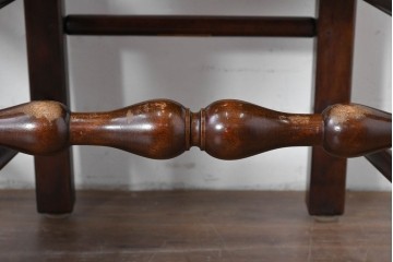 中古　松本民芸家具　ラッシ座面　波打つ背板が特徴の#22型ラダーバックチェア2脚セット　定価(2脚合計)約32万円　(R-085988)