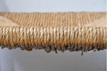 中古　松本民芸家具　ラッシ座面　波打つ背板が特徴の#22型ラダーバックチェア2脚セット　定価(2脚合計)約32万円　(R-085988)