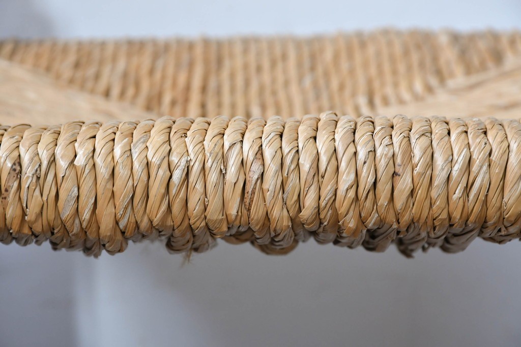 中古　松本民芸家具　ラッシ座面　波打つ背板が特徴の#22型ラダーバックチェア2脚セット　定価(2脚合計)約32万円　(R-085988)