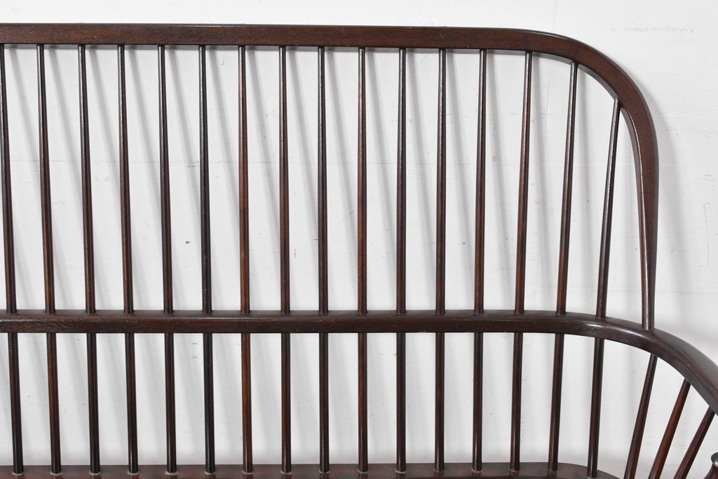 中古　松本民芸家具　細身のスポークが連なる#513型長ウィンザーチェア(III)　定価約39万円　(R-085989)