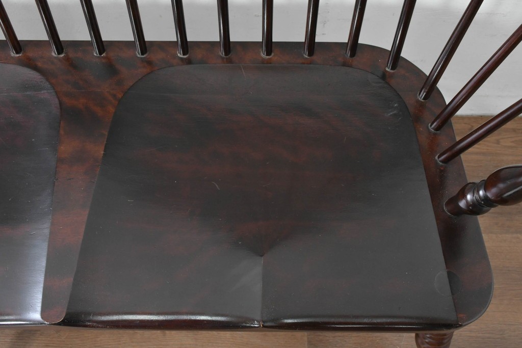 中古　松本民芸家具　細身のスポークが連なる#513型長ウィンザーチェア(III)　定価約39万円　(R-085989)