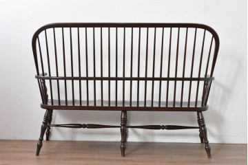 中古　松本民芸家具　細身のスポークが連なる#513型長ウィンザーチェア(III)　定価約39万円　(R-085989)