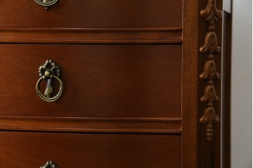 中古　美品　希少な廃番品　LYNN・HOLLYN(リン・ホーリン)　細かな装飾と曲線脚が上品な縦型チェスト　(R-085992)