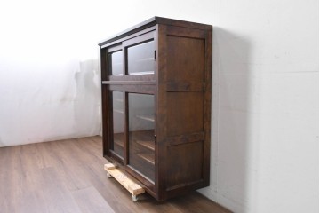 《台輪取り付け加工費込み》　中古　北海道民芸家具　HM161K　重厚な木目と温もり溢れる風合いが魅力のキャビネット　(R-085993)