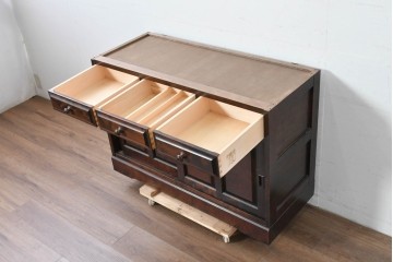 《天板取り付け加工費込み》　中古　北海道民芸家具　HM161K　重厚な木目と温もり溢れる風合いが魅力のサイドボード　(R-085994)