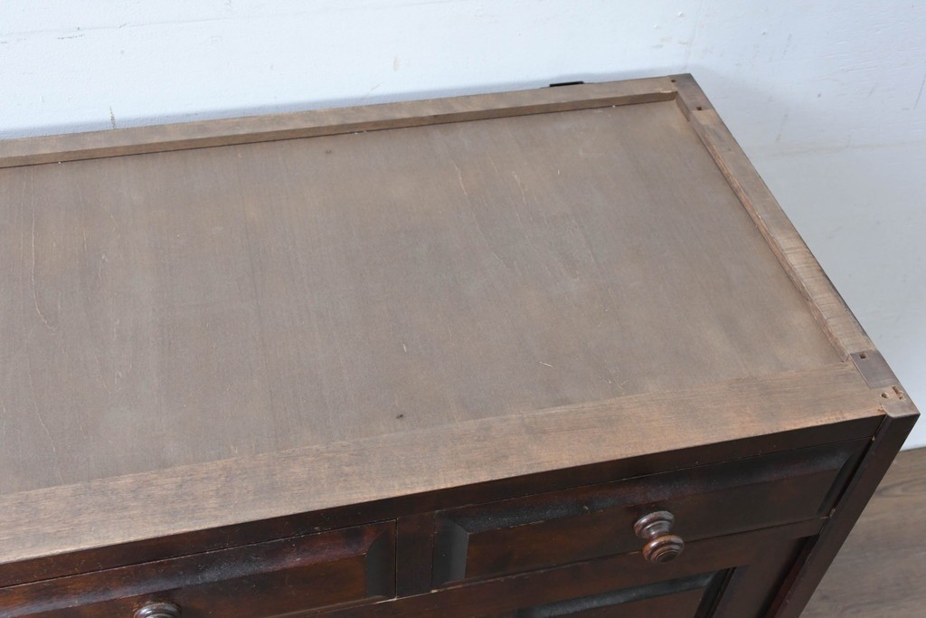 《天板取り付け加工費込み》　中古　北海道民芸家具　HM161K　重厚な木目と温もり溢れる風合いが魅力のサイドボード　(R-085994)