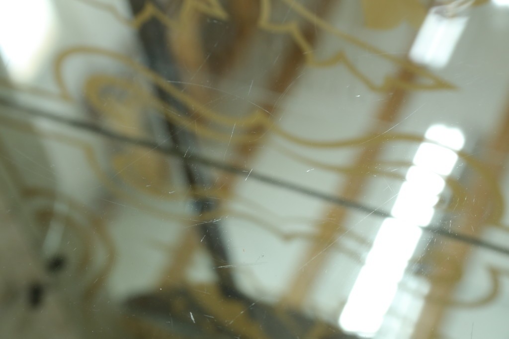 イギリスアンティーク　希少デザイン　BARGET BUILT(バーゲット・ビルト)　両サイドに隠し収納が付いたミラーバックガラスキャビネット　(R-085997)