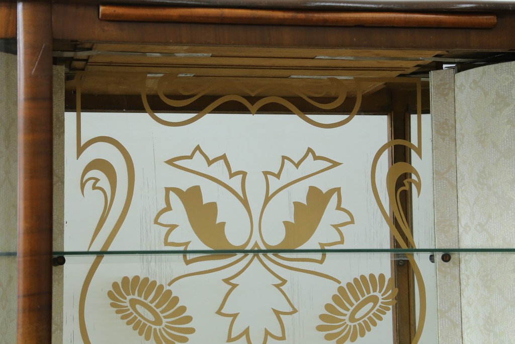 イギリスアンティーク　希少デザイン　BARGET BUILT(バーゲット・ビルト)　両サイドに隠し収納が付いたミラーバックガラスキャビネット　(R-085997)