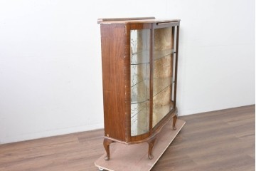 イギリスアンティーク　希少デザイン　BARGET BUILT(バーゲット・ビルト)　両サイドに隠し収納が付いたミラーバックガラスキャビネット　(R-085997)