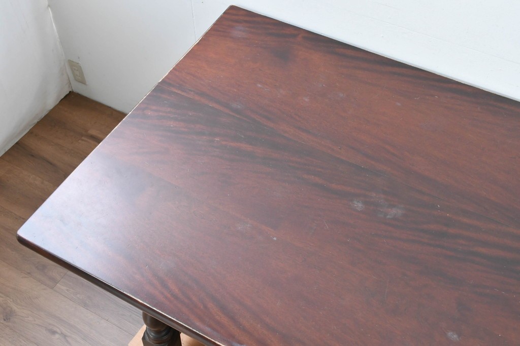 中古　松本民芸家具　クラシカルな挽き物脚のLT型食卓　定価約61万6千円　(R-085999)
