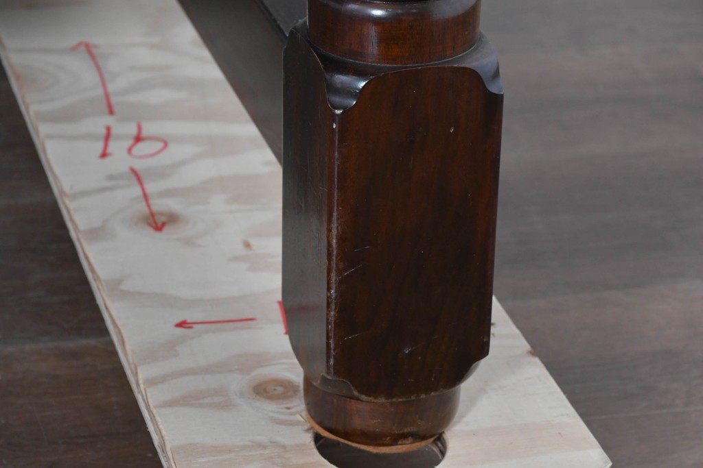 中古　松本民芸家具　クラシカルな挽き物脚のLT型食卓　定価約61万6千円　(R-085999)