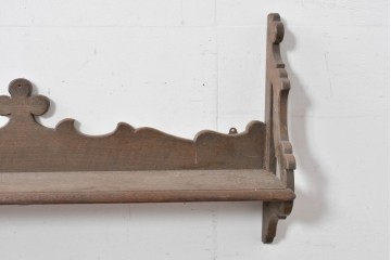 和製アンティーク　大正ロマン　ナラ材　曲線意匠が美しい古い洋館のウォールシェルフ　(R-086000)