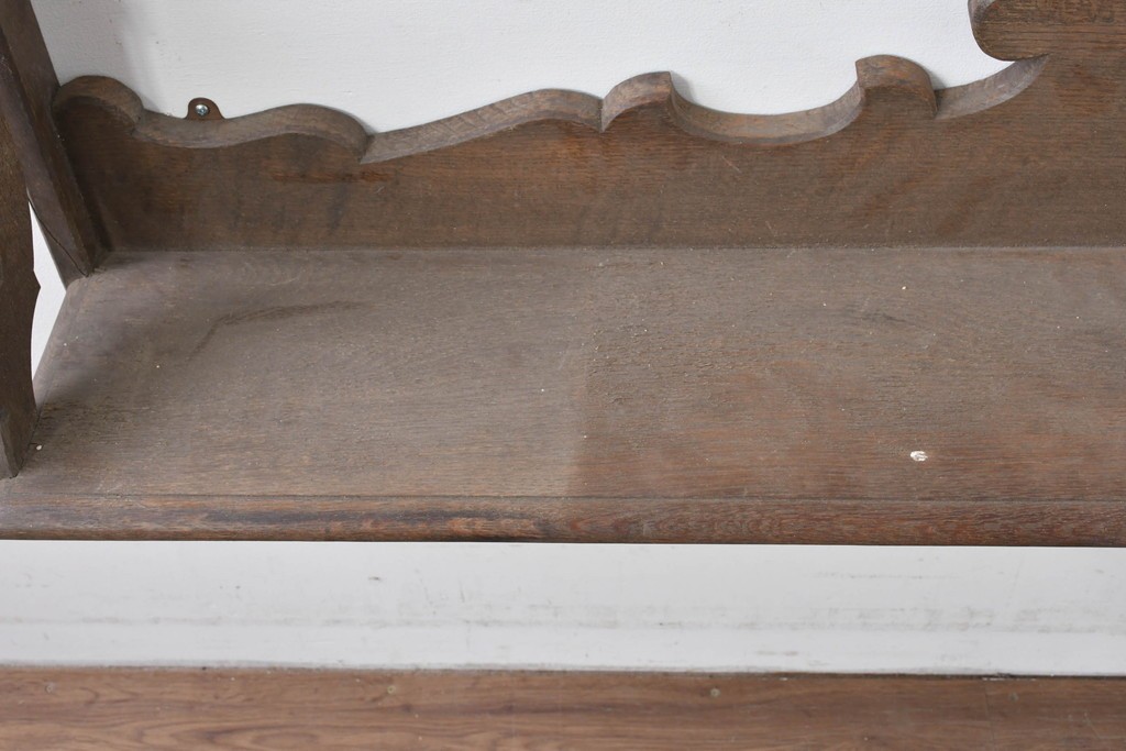 和製アンティーク　大正ロマン　ナラ材　曲線意匠が美しい古い洋館のウォールシェルフ　(R-086000)