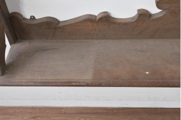 和製アンティーク　大正ロマン　ナラ材　曲線意匠が美しい古い洋館のウォールシェルフ　(R-086000)