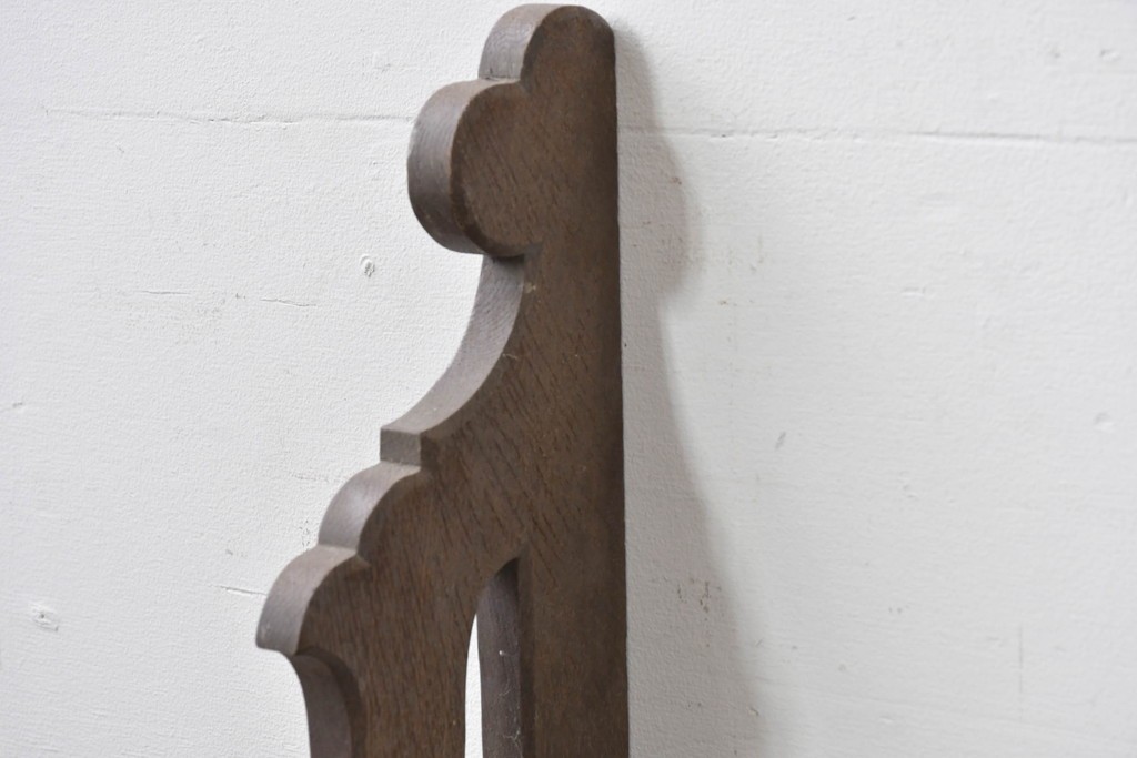 和製アンティーク　大正ロマン　ナラ材　曲線意匠が美しい古い洋館のウォールシェルフ　(R-086000)