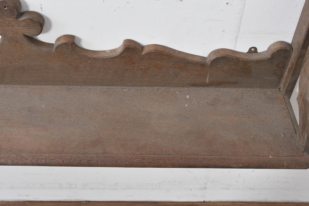 和製アンティーク　大正ロマン　ナラ材　曲線意匠が美しい古い洋館のウォールシェルフ　(R-086000)