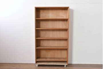和製ヴィンテージ　ナチュラルテイストのお部屋にも取り入れやすい古い木のシンプルな本棚　(R-086002)
