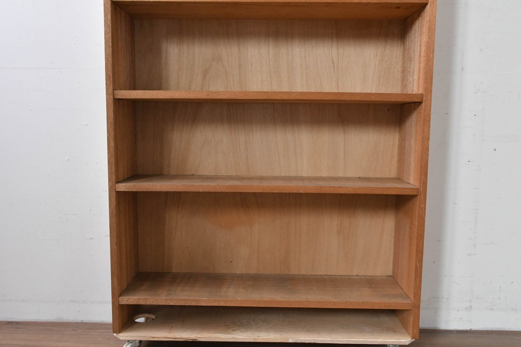 和製ヴィンテージ　ナチュラルテイストのお部屋にも取り入れやすい古い木のシンプルな本棚　(R-086002)