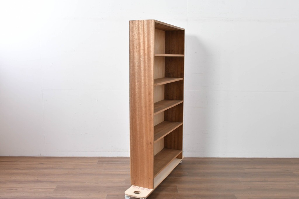 和製ヴィンテージ　ナチュラルテイストのお部屋にも取り入れやすい古い木のシンプルな本棚　(R-086003)