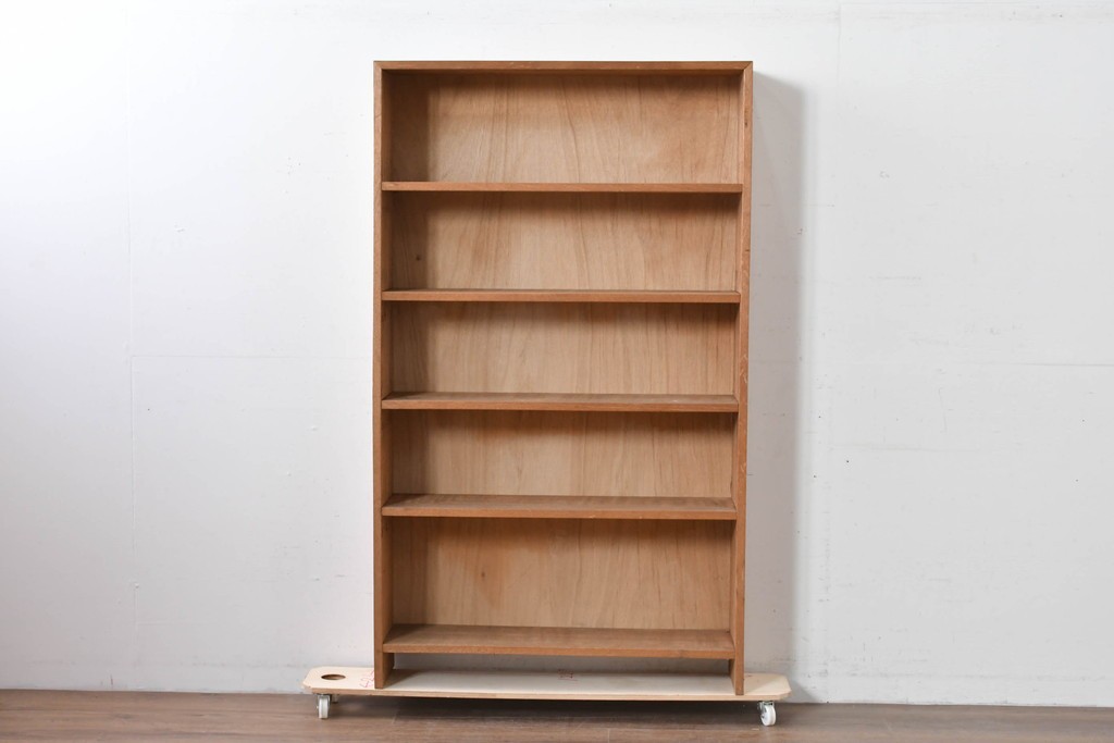 和製ヴィンテージ　ナチュラルテイストのお部屋にも取り入れやすい古い木のシンプルな本棚　(R-086003)