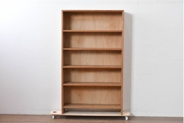 和製ヴィンテージ　ナチュラルテイストのお部屋にも取り入れやすい古い木のシンプルな本棚　(R-086003)