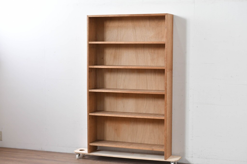 和製ヴィンテージ　ナチュラルテイストのお部屋にも取り入れやすい古い木のシンプルな本棚　(R-086003)