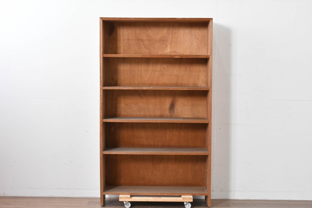 和製ヴィンテージ　ナチュラルテイストのお部屋にも取り入れやすい古い木のシンプルな本棚　(R-086004)