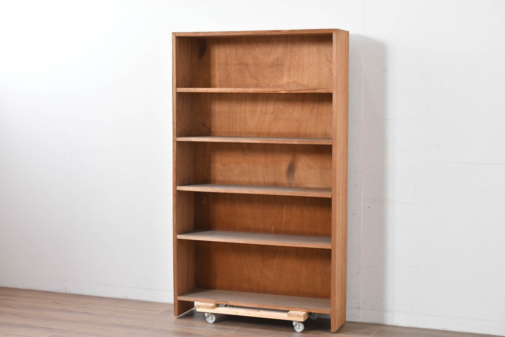 和製ヴィンテージ　ナチュラルテイストのお部屋にも取り入れやすい古い木のシンプルな本棚　(R-086004)