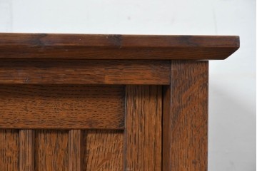 和製ヴィンテージ　国産職人手作りの逸品!!　総ナラ無垢材　格子戸付きサイドボード　製作費推定50万円　(R-086006)