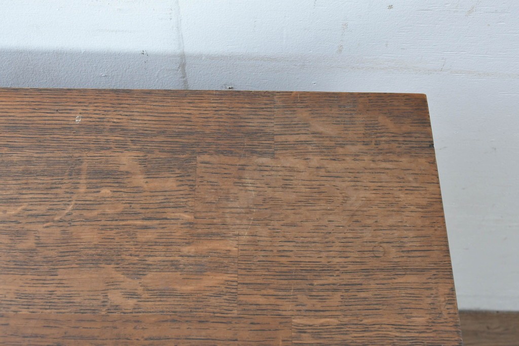 和製ヴィンテージ　国産職人手作りの逸品!!　総ナラ無垢材　格子戸付きサイドボード　製作費推定50万円　(R-086006)