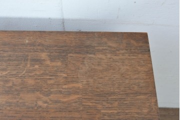 和製ヴィンテージ　国産職人手作りの逸品!!　総ナラ無垢材　格子戸付きサイドボード　製作費推定50万円　(R-086006)