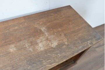 和製ヴィンテージ　国産職人手作りの逸品!!　総ナラ無垢材　格子戸付きサイドボード　製作費推定50万円　(R-086006)