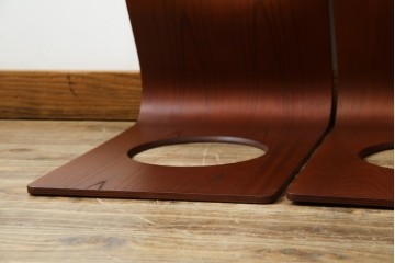 中古　美品　天童木工(Tendo)　欅材　継ぎ目のない一体感ある美しいラインが魅力の座椅子4脚セット　定価(4脚合計)約10万円　(R-086011)