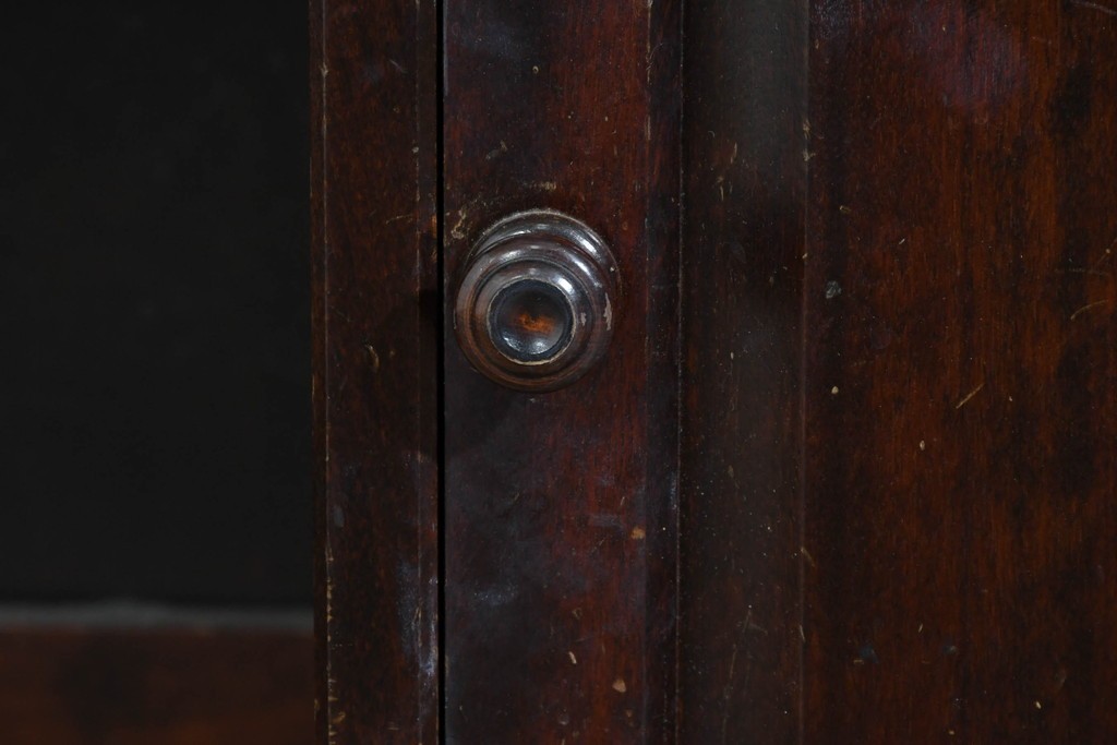 中古　北海道民芸家具　ドレッサーリメイク　引き出しと扉収納で整理しやすい片袖机　(R-086012)