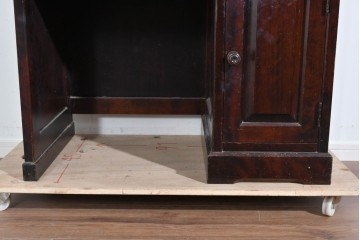 中古　北海道民芸家具　ドレッサーリメイク　引き出しと扉収納で整理しやすい片袖机　(R-086012)