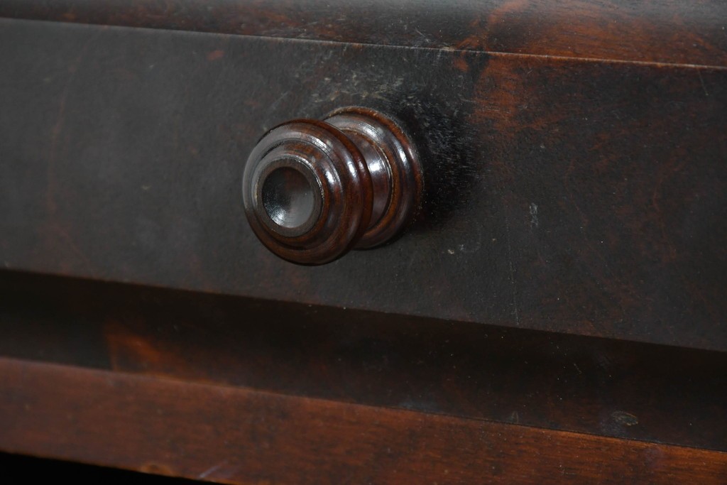 中古　北海道民芸家具　ドレッサーリメイク　引き出しと扉収納で整理しやすい片袖机　(R-086012)