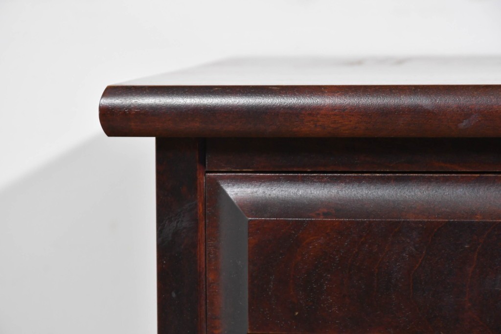 中古　北海道民芸家具　ドレッサーリメイク　引き出しと扉収納で整理しやすい片袖机　(R-086012)