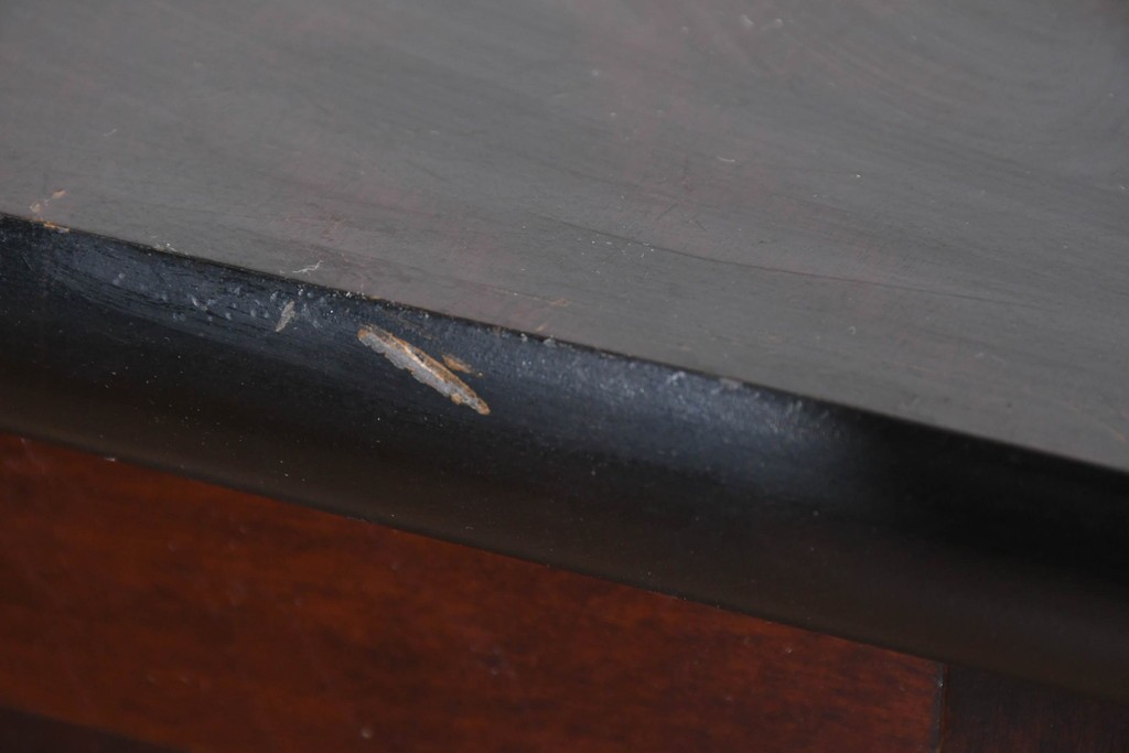 中古　北海道民芸家具　ドレッサーリメイク　引き出しと扉収納で整理しやすい片袖机　(R-086012)