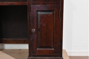 中古　北海道民芸家具　ドレッサーリメイク　引き出しと扉収納で整理しやすい片袖机　(R-086012)