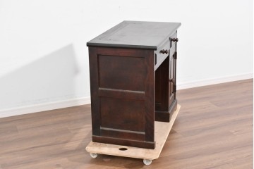 中古　北海道民芸家具　ドレッサーリメイク　引き出しと扉収納で整理しやすい片袖机　(R-086012)