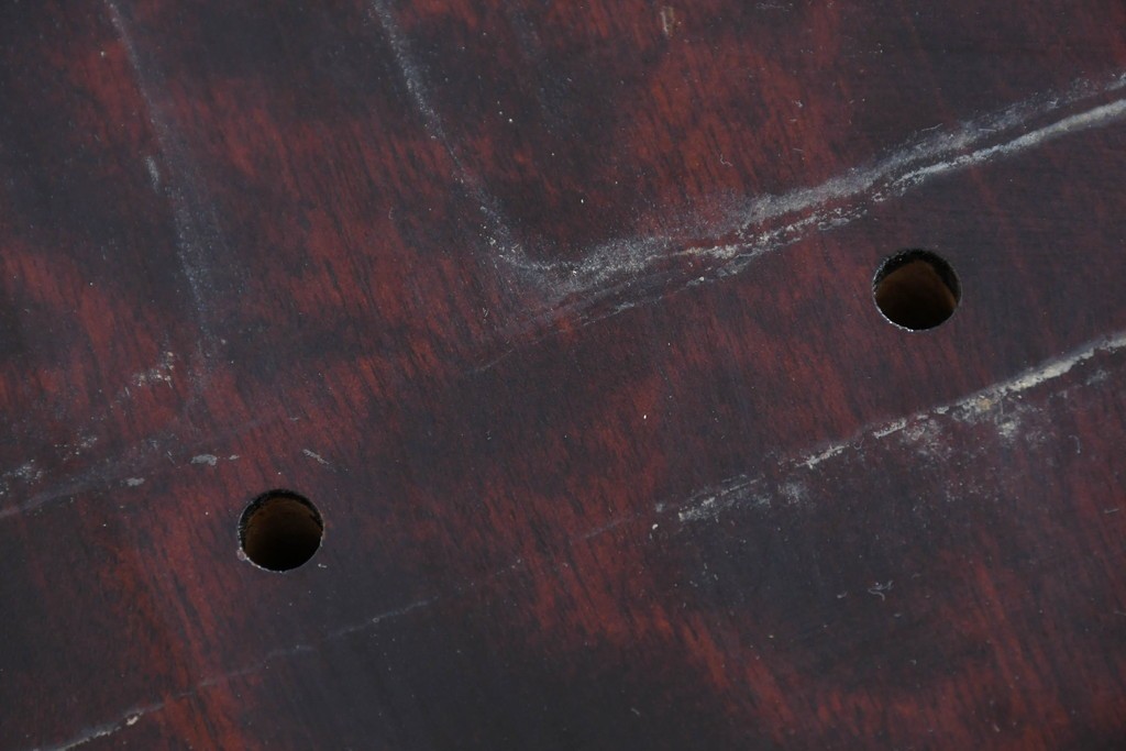 中古　北海道民芸家具　ドレッサーリメイク　引き出しと扉収納で整理しやすい片袖机　(R-086012)