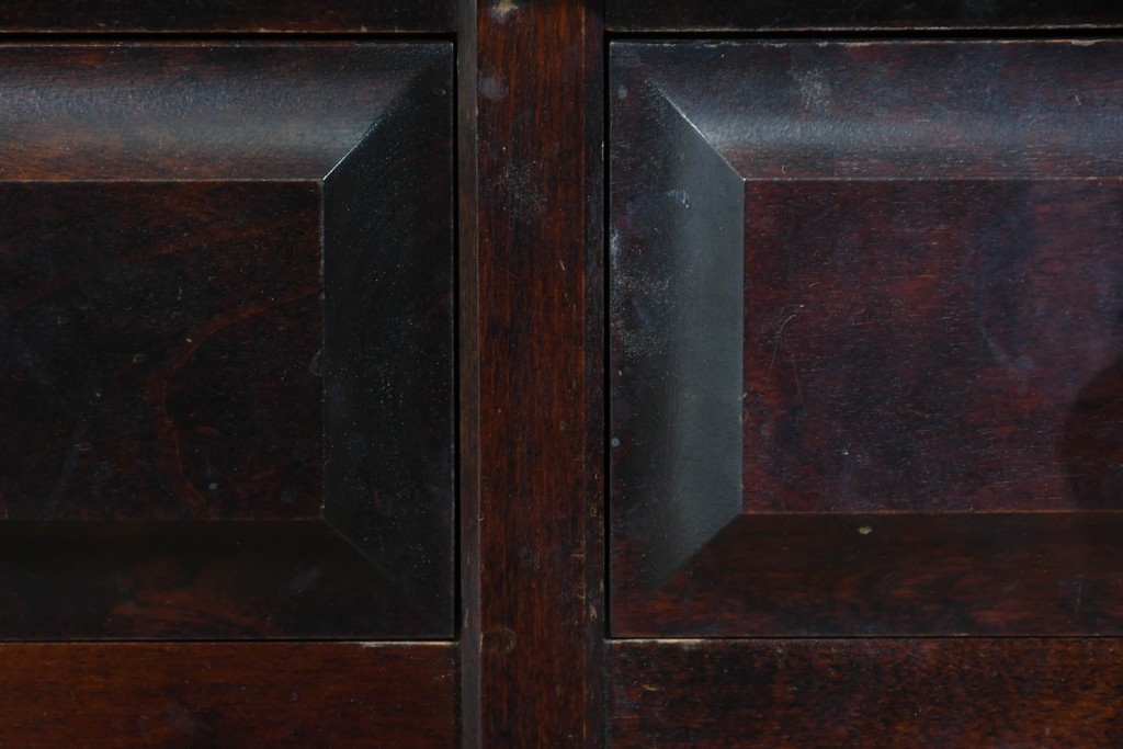 中古　北海道民芸家具　ドレッサーリメイク　引き出しと扉収納で整理しやすい片袖机　(R-086012)